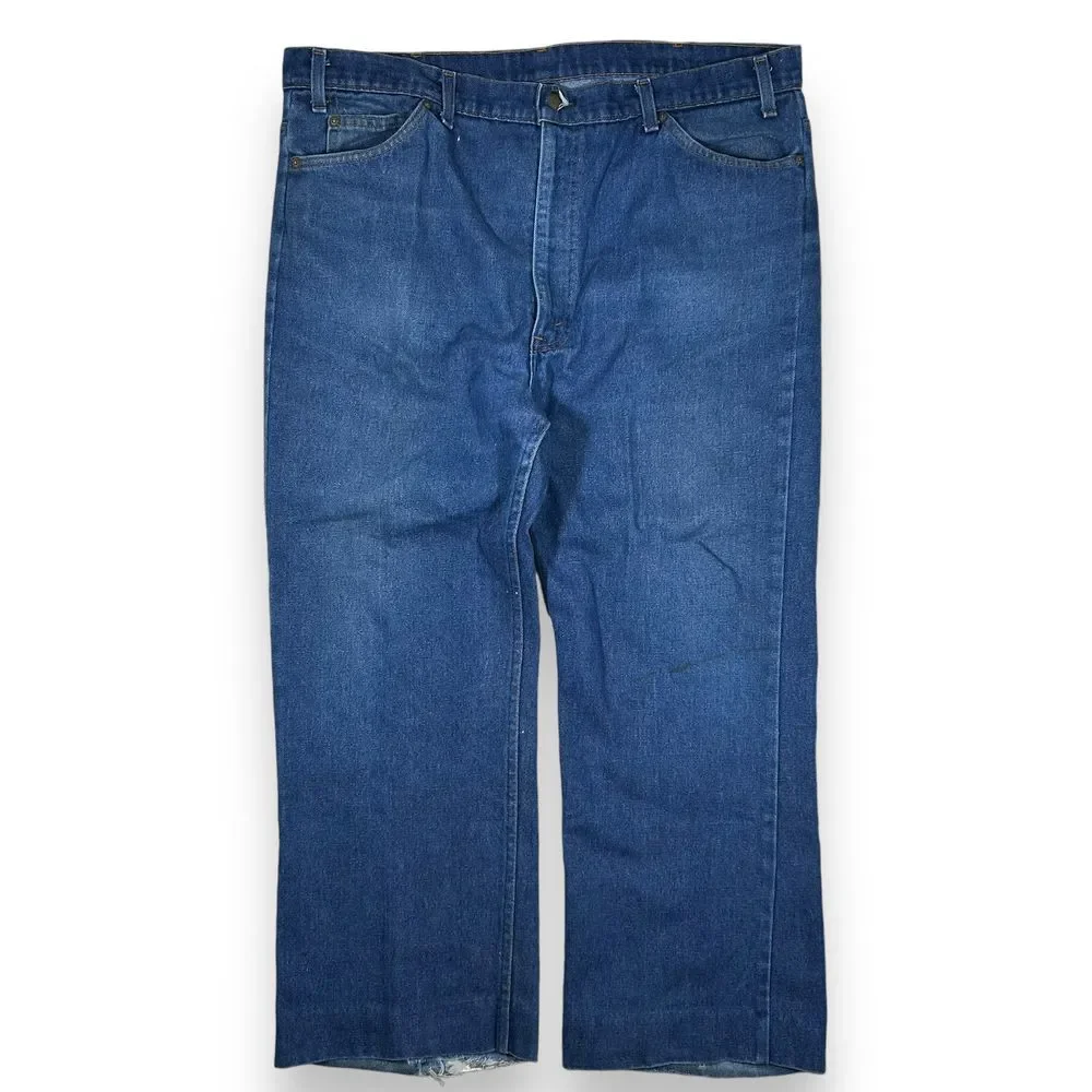 Vintage Levi's‎ Straight Leg Denim Jeans Medium Wash Altered Hem Mens 42x28
